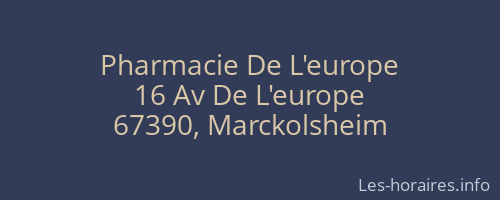 Pharmacie De L'europe