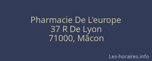 Pharmacie De L'europe