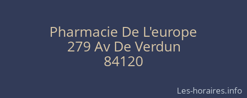 Pharmacie De L'europe