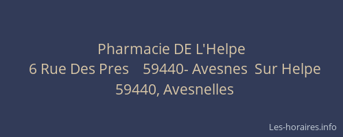 Pharmacie DE L'Helpe