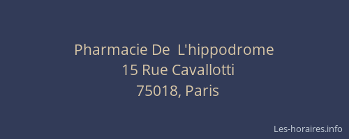 Pharmacie De  L'hippodrome