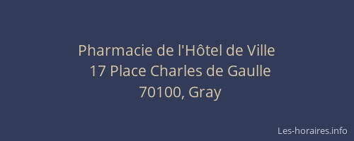 Pharmacie de l'H&ocirc;tel de Ville