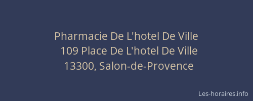 Pharmacie De L'hotel De Ville