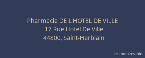 Pharmacie DE L'HOTEL DE VILLE