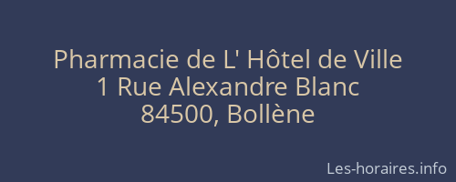 Pharmacie de L' Hôtel de Ville