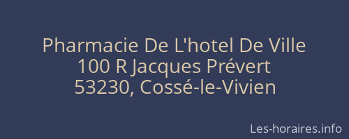 Pharmacie De L'hotel De Ville