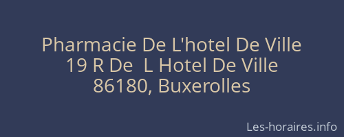 Pharmacie De L'hotel De Ville