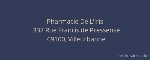 Pharmacie De L'Iris