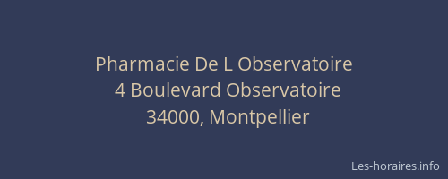 Pharmacie De L Observatoire