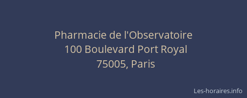 Pharmacie de l'Observatoire