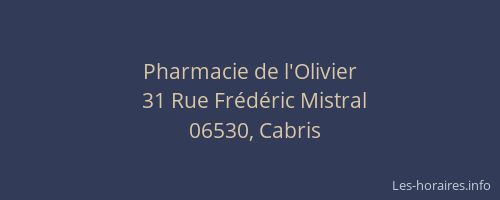 Pharmacie de l'Olivier
