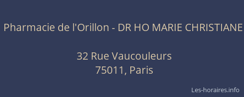 Pharmacie de l'Orillon - DR HO MARIE CHRISTIANE