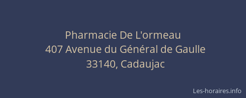 Pharmacie De L'ormeau