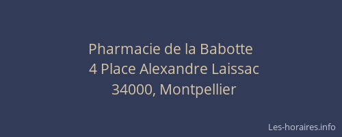 Pharmacie de la Babotte