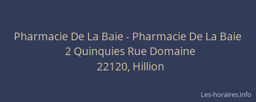 Pharmacie De La Baie - Pharmacie De La Baie