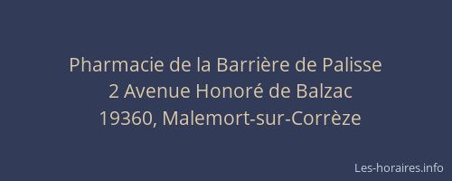 Pharmacie de la Barri&egrave;re de Palisse