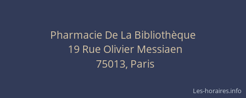 Pharmacie De La Bibliothèque