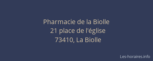 Pharmacie de la Biolle