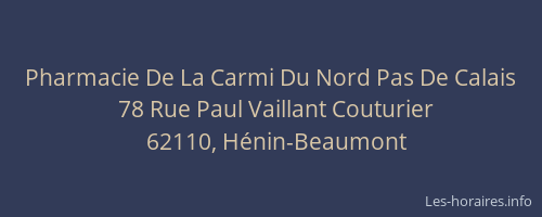 Pharmacie De La Carmi Du Nord Pas De Calais
