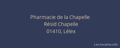 Pharmacie de la Chapelle
