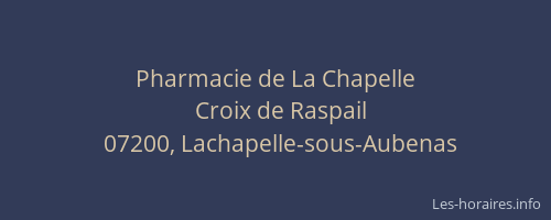 Pharmacie de La Chapelle