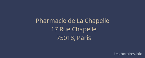 Pharmacie de La Chapelle