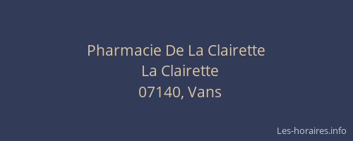 Pharmacie De La Clairette