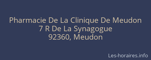 Pharmacie De La Clinique De Meudon
