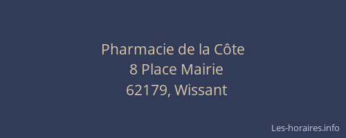 Pharmacie de la C&ocirc;te