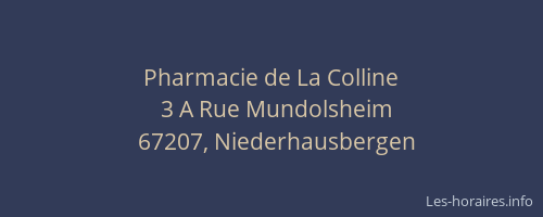 Pharmacie de La Colline