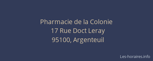 Pharmacie de la Colonie