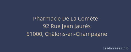 Pharmacie De La Comète