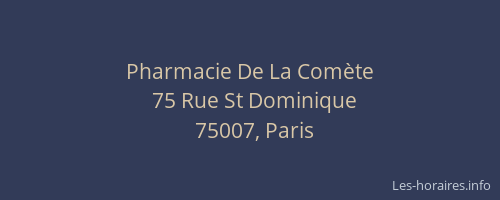 Pharmacie De La Comète