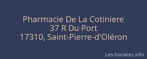 Pharmacie De La Cotiniere