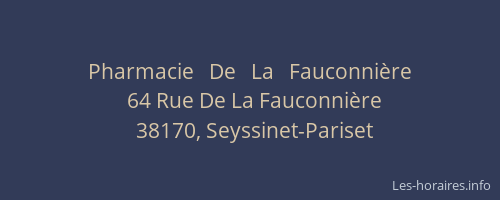 Pharmacie   De   La   Fauconnière