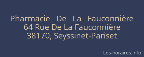 Pharmacie   De   La   Fauconnière