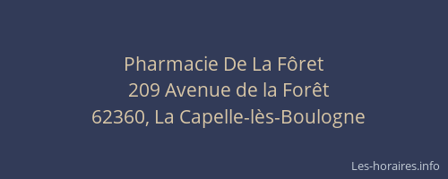 Pharmacie De La F&ocirc;ret