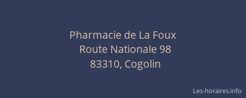 Pharmacie de La Foux