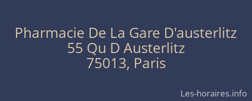 Pharmacie De La Gare D'austerlitz