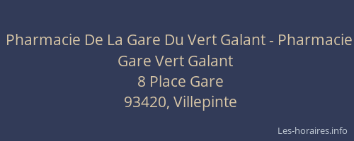 Pharmacie De La Gare Du Vert Galant - Pharmacie Gare Vert Galant