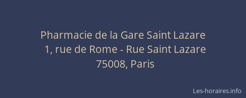 Pharmacie de la Gare Saint Lazare