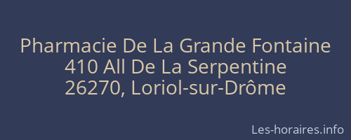 Pharmacie De La Grande Fontaine