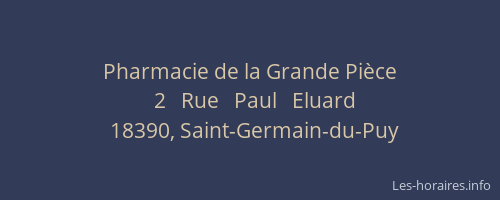 Pharmacie de la Grande Pi&egrave;ce