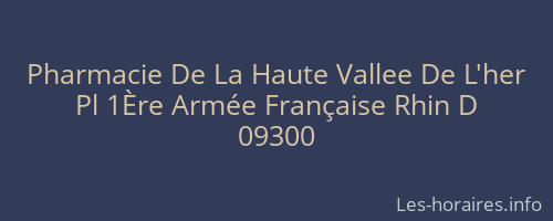 Pharmacie De La Haute Vallee De L'her