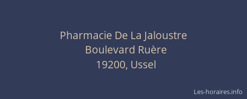 Pharmacie De La Jaloustre