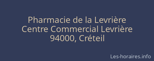 Pharmacie de la Levrière