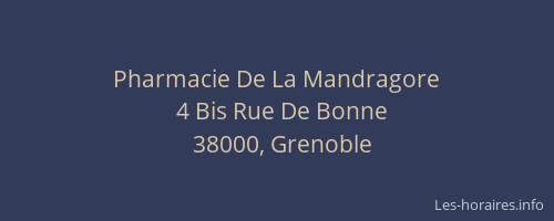 Pharmacie De La Mandragore