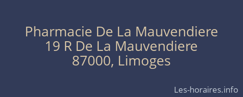 Pharmacie De La Mauvendiere