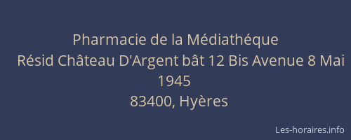 Pharmacie de la Médiathéque