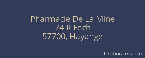 Pharmacie De La Mine